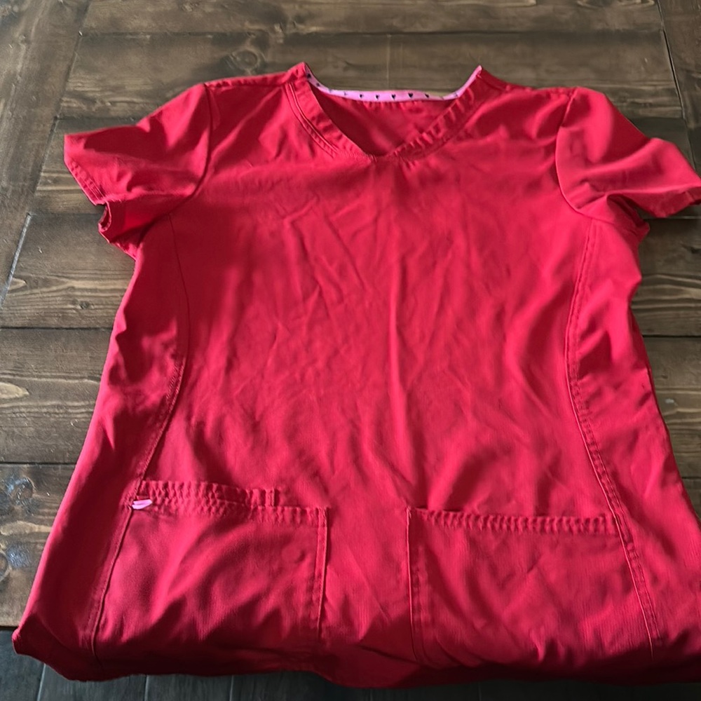 EUC Heart Soul Red Scrub top